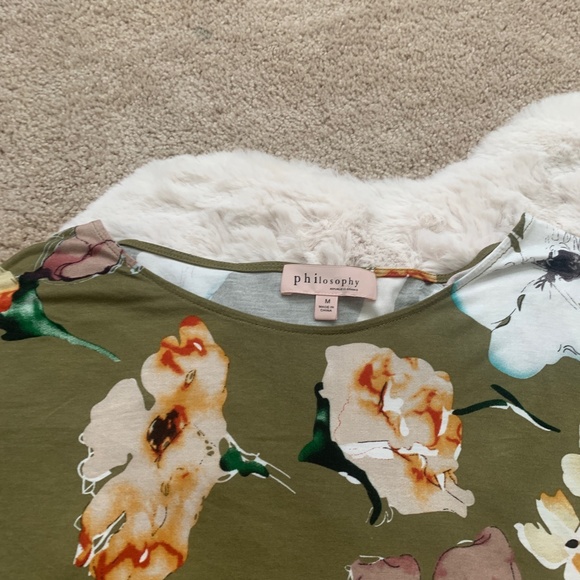 Philosophy Green Floral Short Sleeve Top- Size Medium - Picture 4 of 10